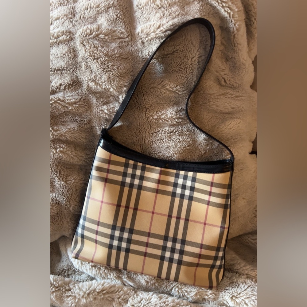 Burberry |Women’s Classic Check Coated Canvas Leather Handbag * Pristine - Picture 11 of 11